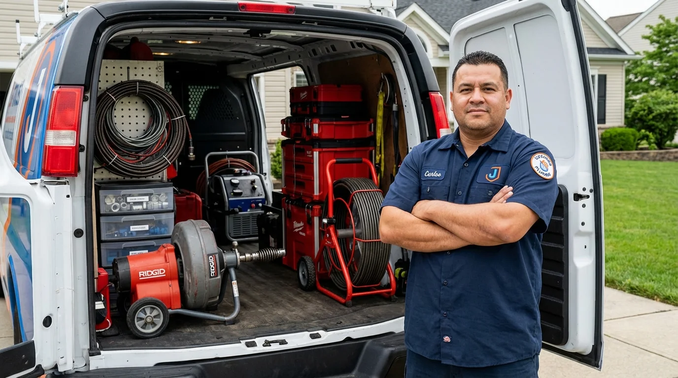 Professional drain cleaning equipment and Johns Plumbing LLC plumber in Knightsen